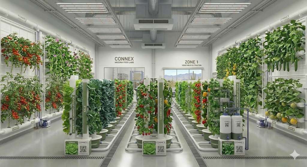 Large-scale indoor vertical garden facility with tower growing systems